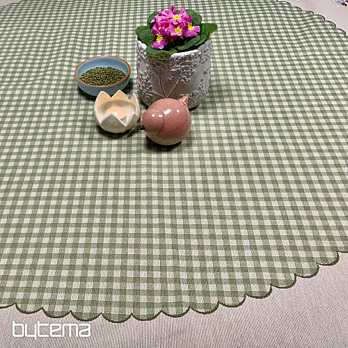 Kerek gobelin terítő HUSSIČKY ZÖLD KOCKÁS