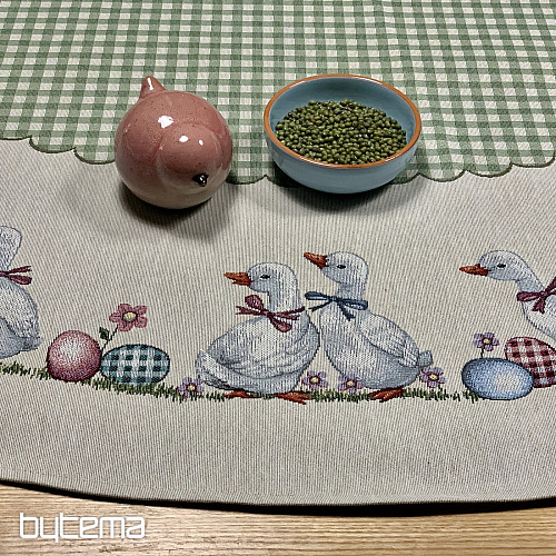 Kerek gobelin terítő HUSSIČKY ZÖLD KOCKÁS