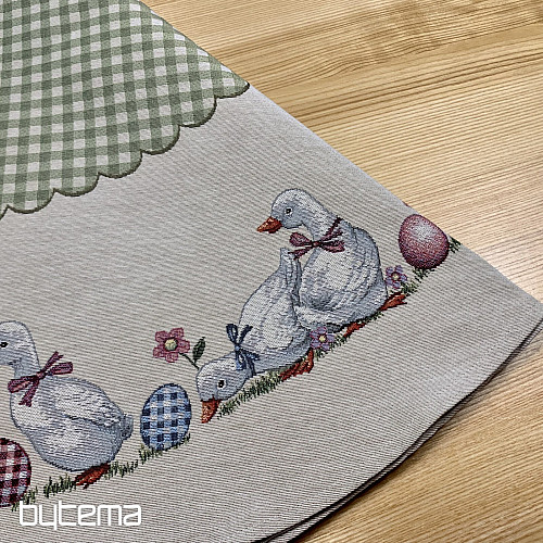 Kerek gobelin terítő HUSSIČKY ZÖLD KOCKÁS