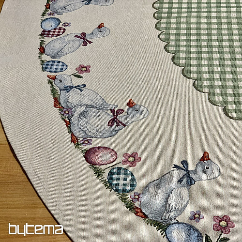 Kerek gobelin terítő HUSSIČKY ZÖLD KOCKÁS