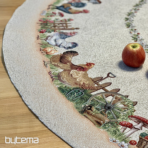 Kerek gobelin terítő ROCK BY THE FENCE