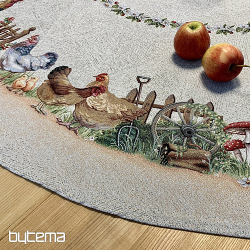 Kerek gobelin terítő ROCK BY THE FENCE