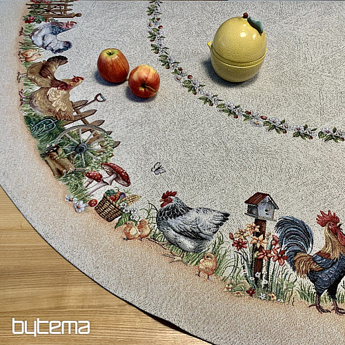 Kerek gobelin terítő ROCK BY THE FENCE