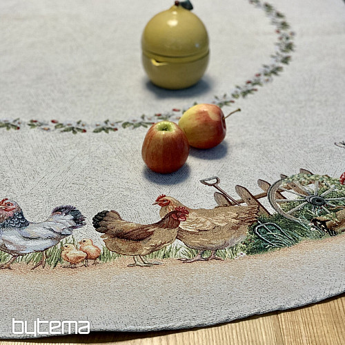 Kerek gobelin terítő ROCK BY THE FENCE