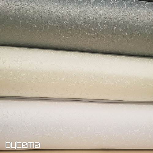 Dekoratív egyszínű anyag FEHÉR LEVELEK