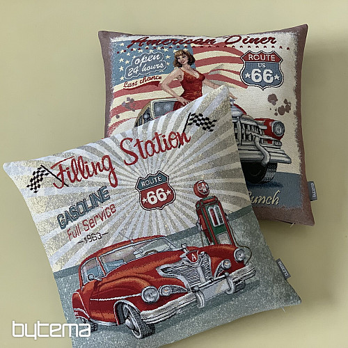 Gobelin párnahuzat BENZINÁLLOMÁS ROUTE 66