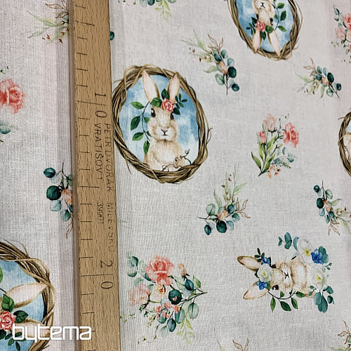 HÚSVÉTI NYUSZI rózsás mintás dekoratív anyag