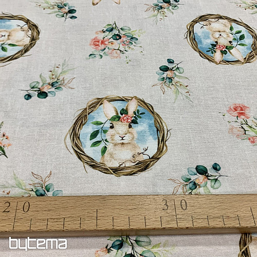 HÚSVÉTI NYUSZI rózsás mintás dekoratív anyag