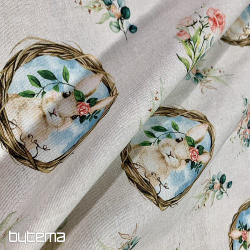 HÚSVÉTI NYUSZI rózsás mintás dekoratív anyag