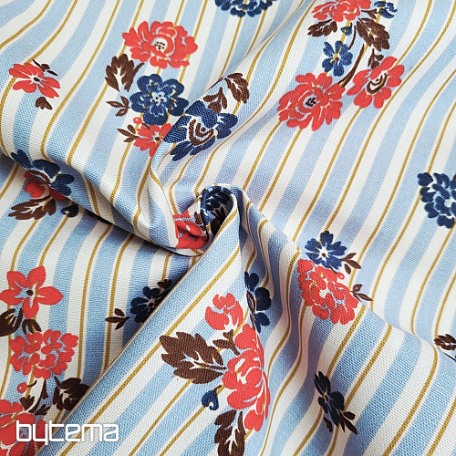 Pamut anyag KÉK CSÍKOS RIMCHA