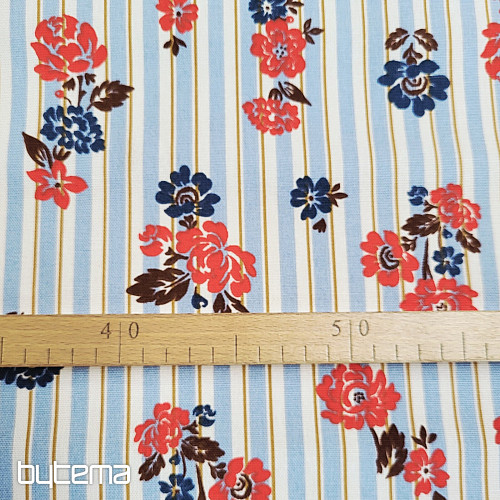 Pamut anyag KÉK CSÍKOS RIMCHA