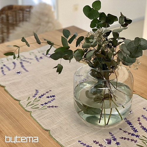 Hímzett terítő és sál LEVENDULA