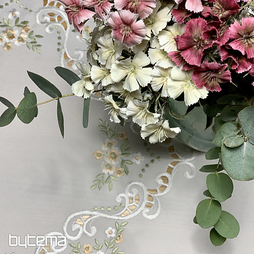 Abrosz és sál VIRÁGOK barackos hímzéssel