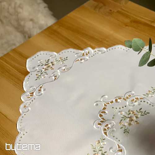 Abrosz és sál VIRÁGOK barackos hímzéssel