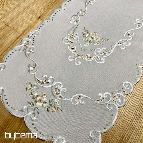 Abrosz és sál VIRÁGOK barackos hímzéssel