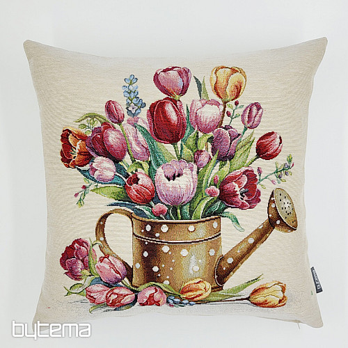 Gobelin párnahuzat TULIPÁNOKKAL TELI ÖNTÖZŐKANNA