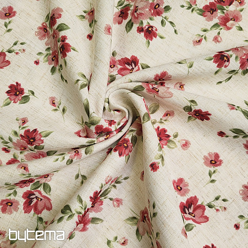 Dekoratív anyag VIRÁGOK LINÓ piros