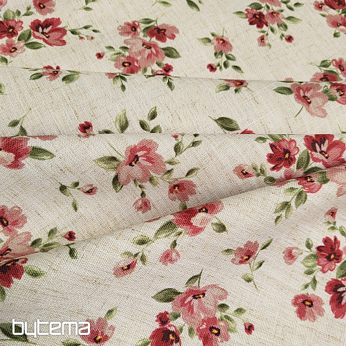 Dekoratív anyag VIRÁGOK LINÓ piros