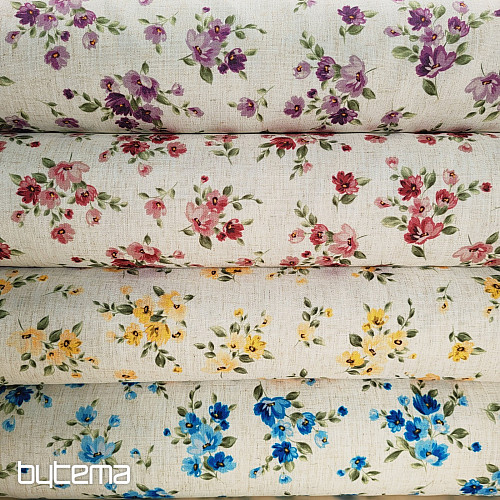 Dekoratív anyag VIRÁGOK LINÓ sárga