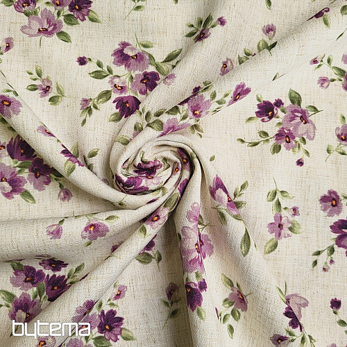 Dekoratív anyag VIRÁGOK LINÓ lila