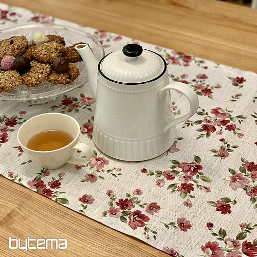 Terítő és sál VIRÁGOK LINÓ piros