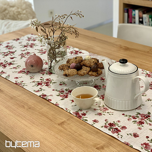 Terítő és sál VIRÁGOK LINÓ piros