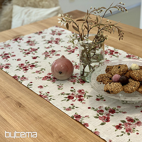 Terítő és sál VIRÁGOK LINÓ piros