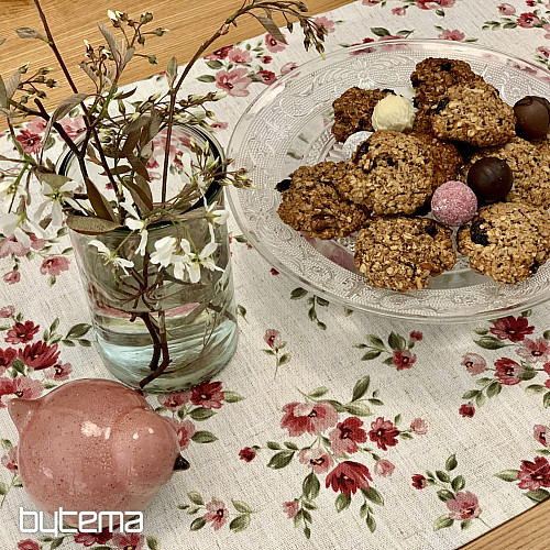 Terítő és sál VIRÁGOK LINÓ piros