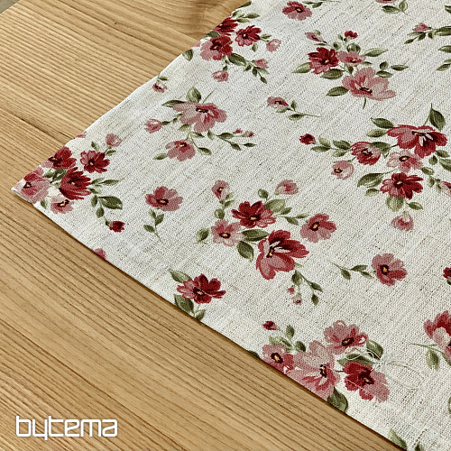 Terítő és sál VIRÁGOK LINÓ piros