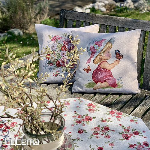 Terítő és sál VIRÁGOK LINÓ piros