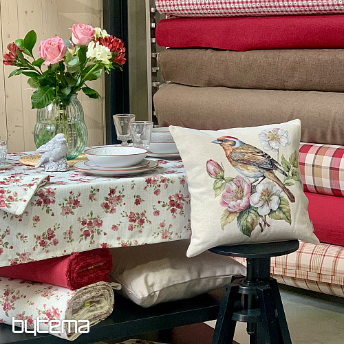 Terítő és sál VIRÁGOK LINÓ piros