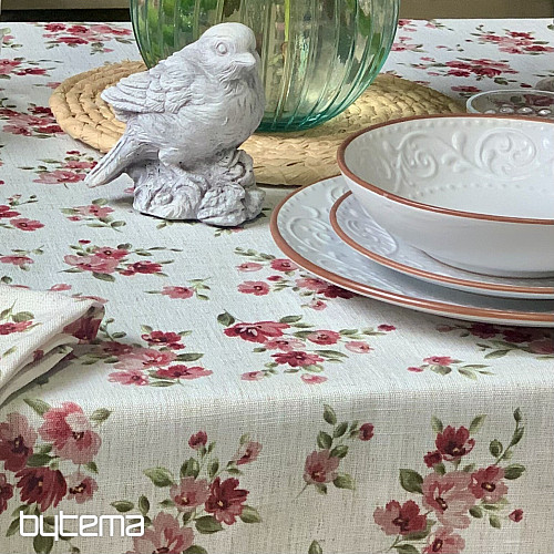 Terítő és sál VIRÁGOK LINÓ piros