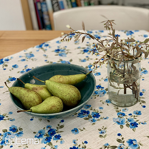 Terítő és sál VIRÁGOK LINÓ kék