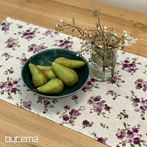 Terítő és sál VIRÁGOK LINÓ lila