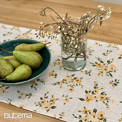 Terítő és sál VIRÁGOK LINÓ sárga