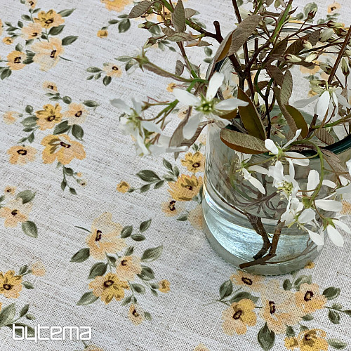 Terítő és sál VIRÁGOK LINÓ sárga