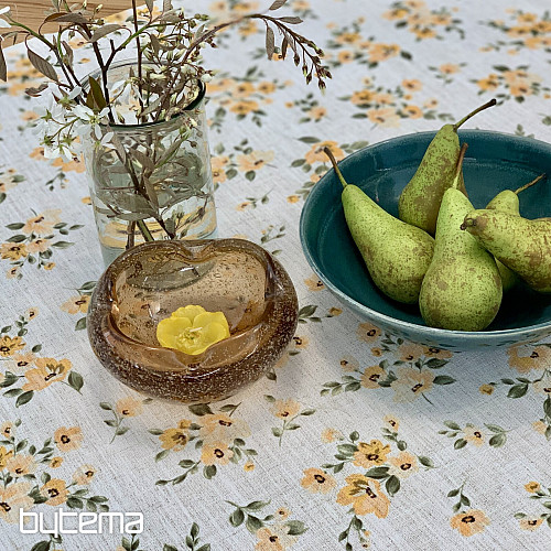 Terítő és sál VIRÁGOK LINÓ sárga