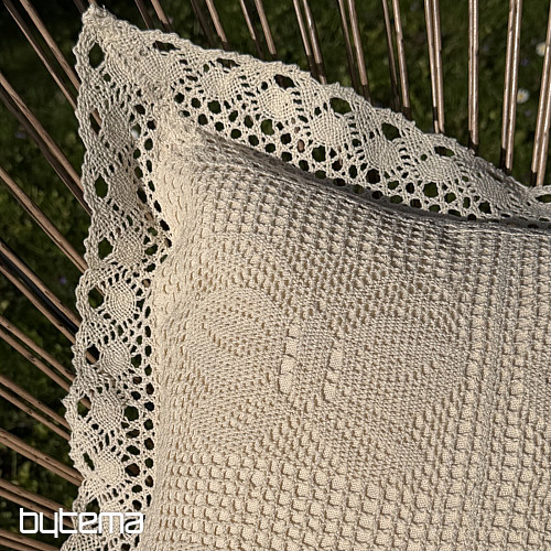 Dekoratív párnahuzat CSIPKE PILLANGÓ bézs