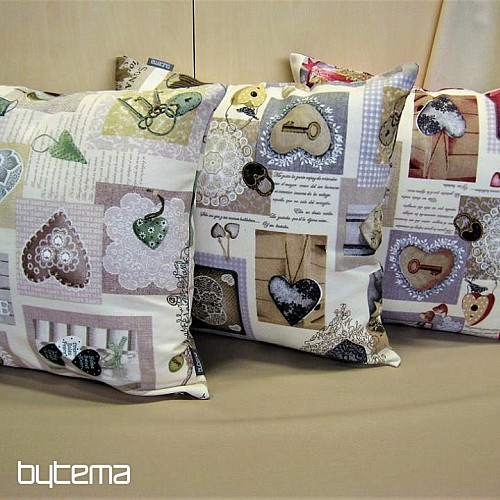 Dekoratív szövet HEART SHABBY bézs
