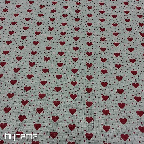 Pamutszövet MINI HEART 04 piros, szürke szív