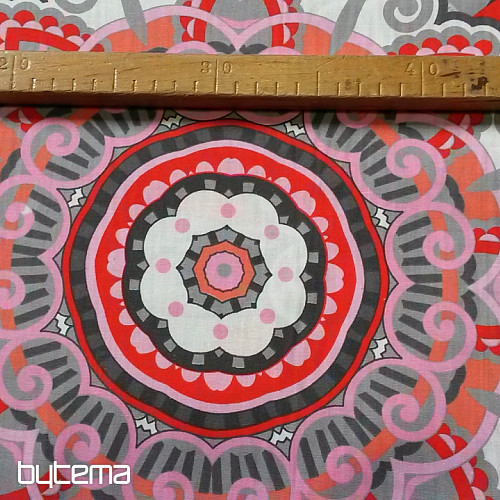 Dekoratív szövet MANDALA nagy szürke