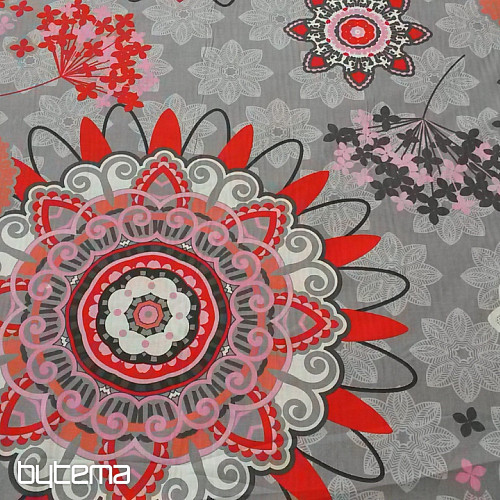 Dekoratív szövet MANDALA nagy szürke