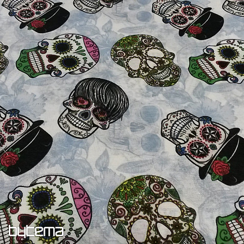 dekoratív szövet SKULL voodoo