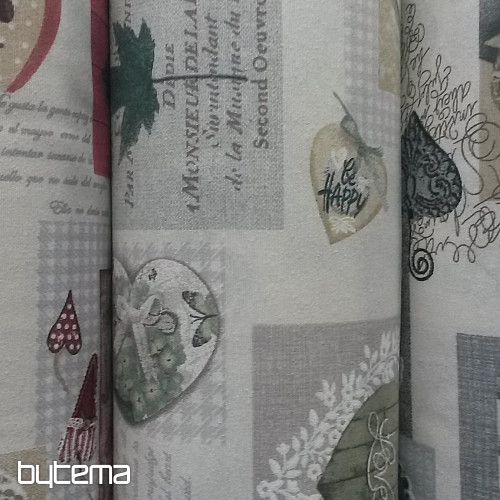 Dekoratív szövet HEART SHABBY bézs