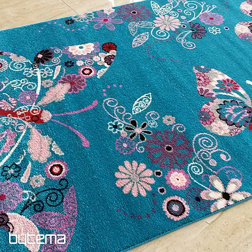Gyermek szőnyeg BELLA Butterflies türkiz