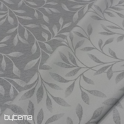 Dekoratív jacquard szövet NIGHT LEAFS szürke