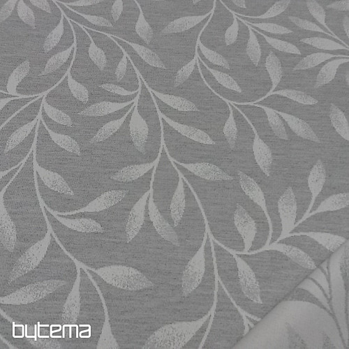 Dekoratív jacquard szövet NIGHT LEAFS szürke