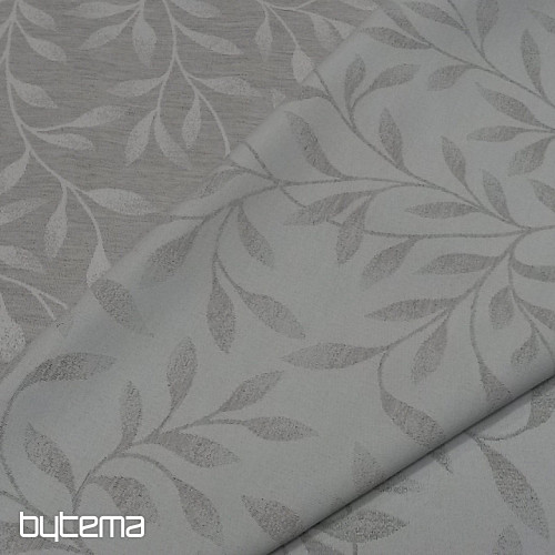 Dekoratív jacquard szövet NIGHT LEAFS szürke