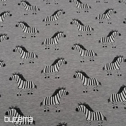 Pamut kötött nyomtatás ZEBRA szürke