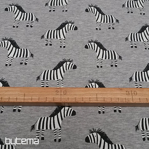 Pamut kötött nyomtatás ZEBRA szürke